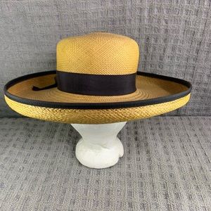 vintage 70-80’s Georgi straw Cartwheel hat made in USA.